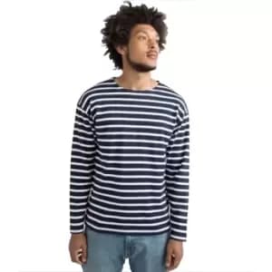 One By Mantis Unisex Adults Long Sleeve Breton Stripe T-Shirt (S) (Navy/White)