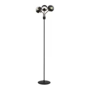 Emibig Nova Black Globe Multi Arm Floor Lamp with Clear,Black Glass Shades, 3x E14