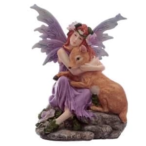 Amethyst Flower Fairy with Fawn