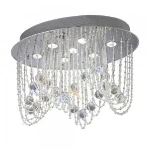 Ceiling Oval 7 Light Polished Chrome, Crystal