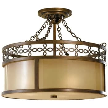 Justine - 3 Light Semi Flush Ceiling Light Bronze, E27 - Elstead