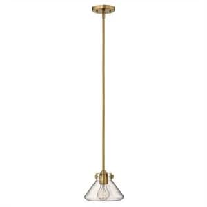 1 Light Dome Ceiling Pendant Brushed Caramel Clear Glass, E27