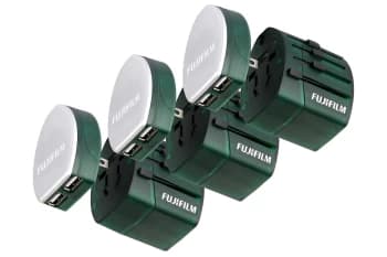 Fujifilm WorldTrip Dual USB Charger and Travel Adapter - Green, Triple Pack