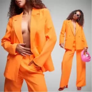 Missguided Double Breasted Tailored Blazer - Orange