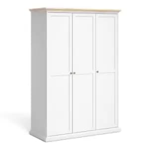 Paris Wardrobe With 3 Doors In White And Oak Effect