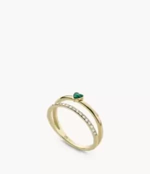 Fossil Women Modern Meadows Reconstituted Green Malachite Heart Band Ring