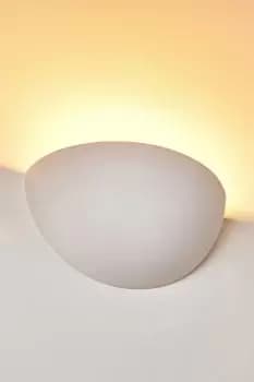 Ceramic Wall Light Bowl Shaped Uplighter White Paintable Finish E14 (NO BULB)