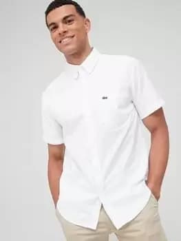 Lacoste Regular Fit Short Sleeve Oxford Shirt - White Size M Men