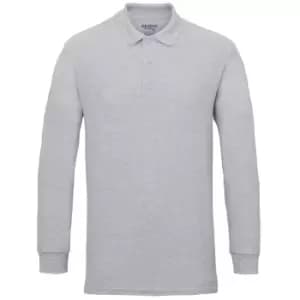 Gildan Mens Long Sleeve Double Pique Cotton Polo Shirt (S) (Sport Grey)