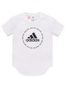 adidas Childrens Bold Short Sleeve T-Shirt - White, Size 13-14 Years, Women