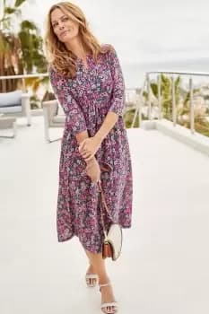 Burn Out Jersey Print Midi Dress