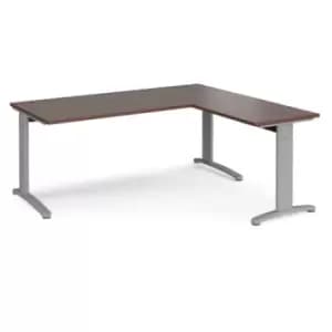 Office Desk Rectangular Desk 1800mm With Return Walnut Tops With Silver Frames TR10