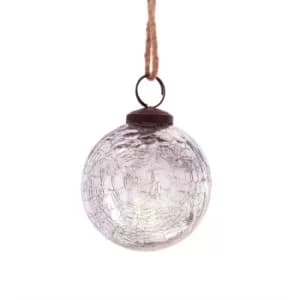 Silver Crackle Glass Bauble