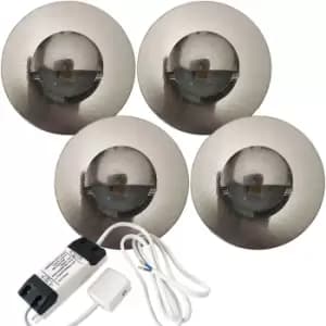 Eyelid LED Plinth Light Kit 4x Round Spotlight Kitchen Bathroom Floor Kick Panel