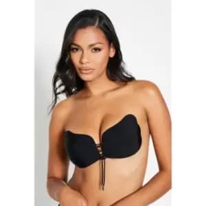 I Saw It First Lace Up Stick On Enhancing Bra - Black