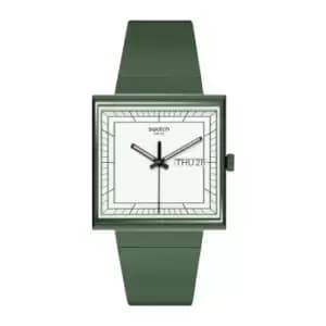 ( ) Swatch WHAT IF...GREEN? Square Bioceramic Unisex Watch SO34G700 - Expected early August