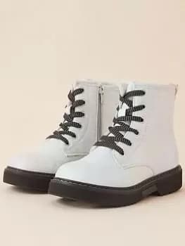 Accessorize Girls Shimmer Chunky Boots - Silver, Size 11 Younger