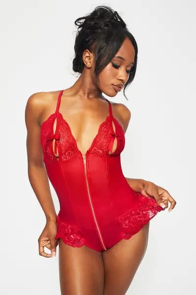 Ann Summers Tasha Crotchless Teddy Red