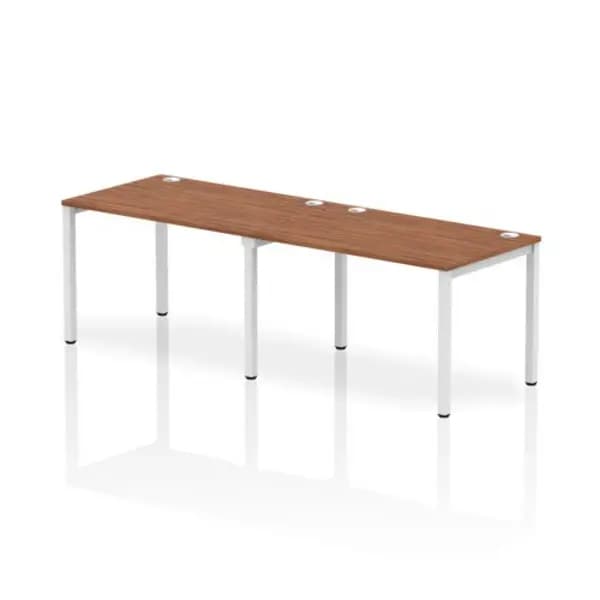 Impulse Bench Single Row 2 Person 1200 White Frame Office Bench Desk Walnut