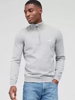 BOSS Boss Zallo Quarter Zip Jumper, Light Grey, Size 2XL, Men