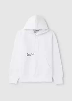 Calvin Klein Mens Blurred Logo Hoodie In Bright White