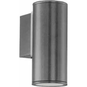 Loops - IP44 Outdoor Wall Light Anthracite Zinc Plated Steel 1 x 3W GU10 Bulb