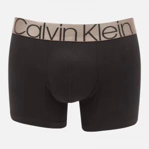 Calvin Klein Mens Bronze Waistband Trunks - Black - L