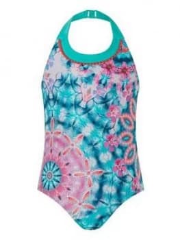 Monsoon Girls S.E.W Kit Tie Dye Swimsuit - Navy, Size Age: 11-12 Years, Women