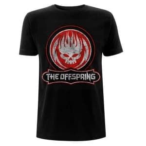 The Offspring - Distressed Skull Mens Large T-Shirt - Black
