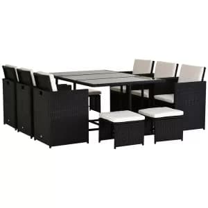Outsunny Rattan Dining Set, 11 PC-Black