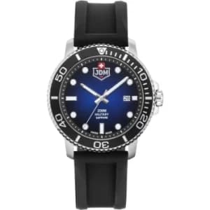 Mens JDM Military Tango Black Silicone Blue Dial Watch