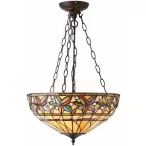 Tiffany Glass Hanging Ceiling Pendant Light Large Bronze Feature Shade i00072