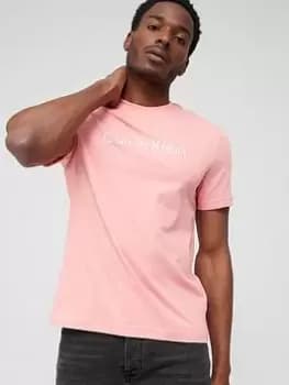 Calvin Klein Raised Striped Logo T-Shirt - Pink Size M Men