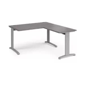 Dams TR10 desk 1400mm x 800mm with 800mm return desk - silver frame, grey oak to