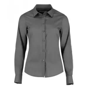 Kustom Kit Womens/Ladies Long Sleeve Tailored Poplin Shirt (12) (Graphite)