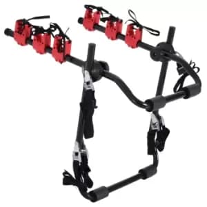 HOMCOM Foldable 3 Bike Carrier Rack - Black & Red