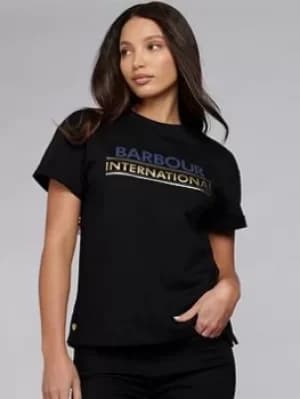 Barbour International Sitka Tee -black, Black, Size 10, Women