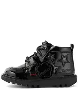 Kickers Kickers Kick Hi Star Patent Boot - Black, Size 2 Older