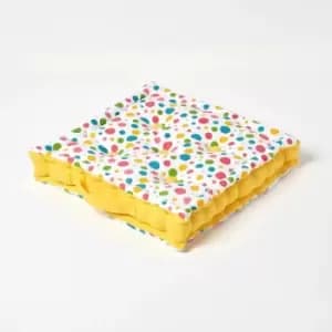 Homescapes - Cotton Multi Coloured Polka Dot Floor Cushion, 50 x 50cm - Multi Colour