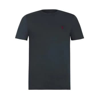 AllSaints Brace Contrast Short Sleeve Crew - Washed Black