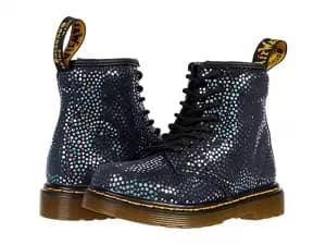 Dr Martens Girls 1460 Iridescent Black Spot 8 Lace Boots - Black Metallic