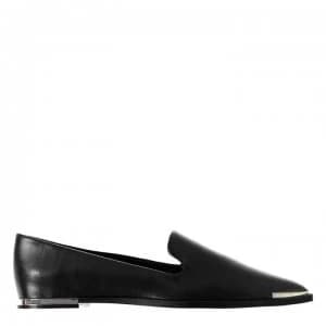 DKNY Lona Leather Flat Pumps - BLK GLD BGD