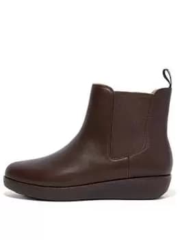 FitFlop Sumi Leather Chelsea Boots, Brown, Size 3, Women