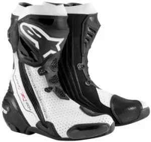 Alpinestars Supertech-R Motorcycle Boots, black-white, Size 43, black-white, Size 43