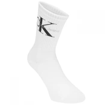 Calvin Klein Mono Logo Crew Socks - White