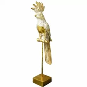 Parrot Ornament on Stand Gold 51cm