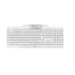 CHERRY Secure Board 1.0 USB Keyboard German, QWERTZ White, Grey Chip card reader