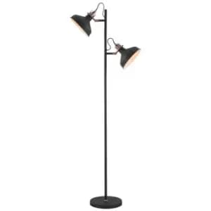 Luminosa Lighting - Floor Lamp, 2 x E27, Sand Back, Copper, White