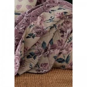Painted Floral Plum Reversible Bedspread