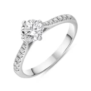 Platinum 0.89ct Diamond Set Shoulder Solitaire Ring